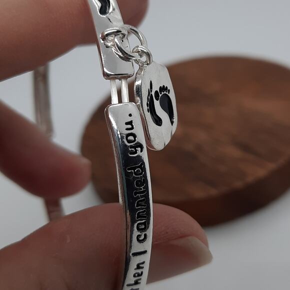 When You See Only One Set Of Footprints...Silver Charm Stretch Bracelet - Picture 5 of 5